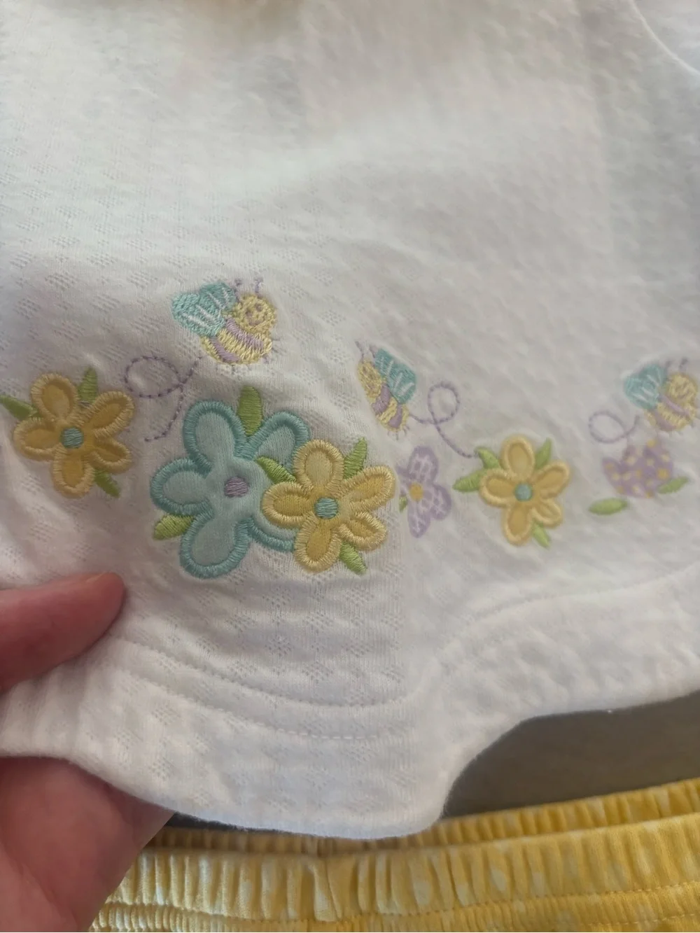 Vintage Okie Dokie Yellow & White Floral Baby Short Set - Unbranded